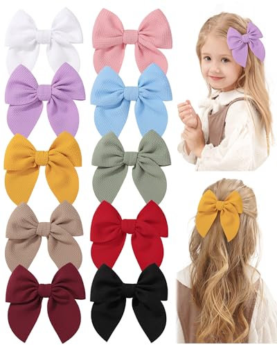 10pcs Bébé Barettes Cheveux Fille Bow Waffle allégorie Bow fille accessoires de cheveux bébé bambin 4,5 pouces