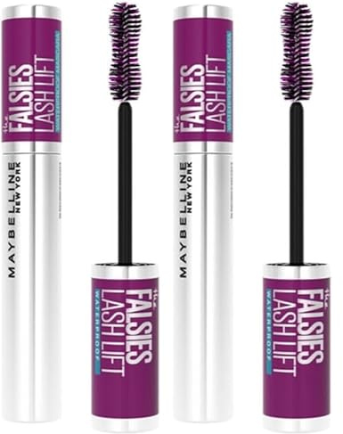 Maybelline New York Mascara mit Falsche-Wimpern-Effekt, Wasserfest, Falsies Lash Lift, 01 Black, 9,6 ml (Packung mit 2)