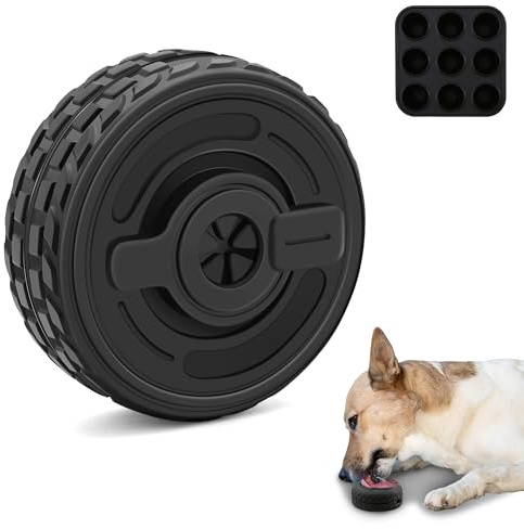 PETFROH 3-in-1 Hundespielzeug für Aggressive Kauer, Hundespielzeug aus Naturkautschuk, Leckerli Spender, Bully Stick Halter, Leckspielzeug mit Silikonform