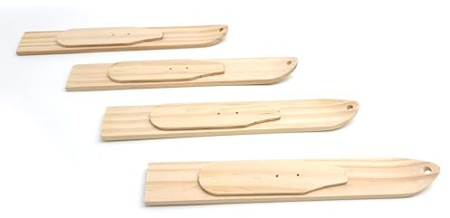 Deggelbam Vier Miniski aus Echtem Holz - Montageplatten für Gläser - Schnapsgläser als Skiglas - Apres Party - Almhütte - Hütte