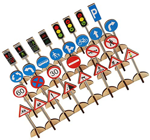 JOINPAYA Jouets De Signalisation Routière pour Garçon Fille Modèle De Panneau De Signalisation Cognitif Jouet Apprentissage De Micro-scène