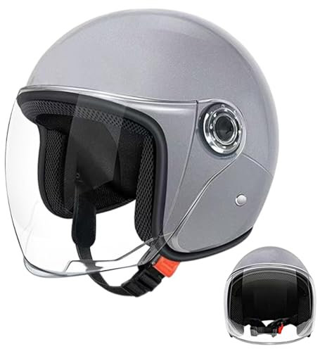 Motorradhelm Für Erwachsene Jethelm Mit Visier Unisex Roller Helm Scooter Helm Atmungsaktiv Mopedhelm Für Herren Damen Skateboard Helm Multifunktional Motorradhelm Mit Offenem Gesicht