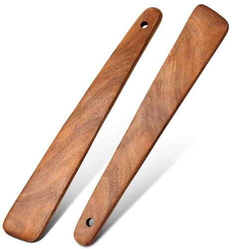 12 inch Teak Wooden Spatula for Cooking, Small Wood Flipper, Egg Scraper, Flat Wood Turner, Multipurpose Wooden Cooking Utensils, Spatulas Spoons Perfect for Flipping, Scraping & Turning, Set of 2
