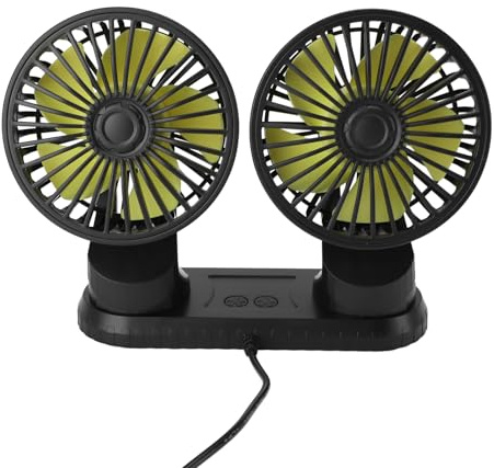 Dual Head Car Fan with Aromatherapy, 360° Rotatable USB Fan for Car Dashboard, Vehicles, SUV, RV, Boat - Portable Cooling Fan for Home Office Car Travel
