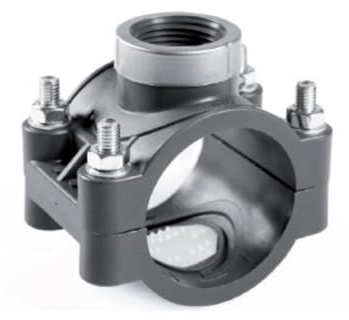 SAB Anschlussdose grau Ø 110 x 1/2 mit Bolzen und Edelstahlring für Schlauch, PN16, patentiertes Verdrehsicherungssystem, für Einzel- oder Doppelableitungen, Bewässerung und Gartenarbeit, für