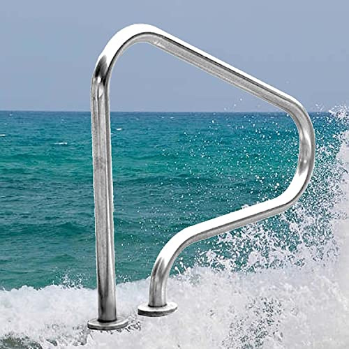 Edelstahl-Handläufe für Schwimmbäder mit Griffabdeckung, Pool-Handlauf, Pool-Handlauf, Schwimmbecken-Handlauf, Leiter-Stufen-Handlauf, Edelstahlgriff, Schwimmbecken-Treppengeländer/Dicke 1 m