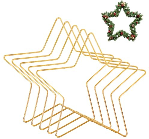 5er-Pack Metallringe zum Basteln,Metall Stern mit 20 cm Durchmesser,Hängende Metallsterne Fenster Deko,Geeignet für Feiertagsdekorationen,Hochzeitsdekorationen,DIY-Traumfänger(Gold)