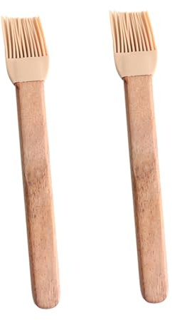 ibasenice 2pièces Pinceau à Badigeonner pour Barbecue Pinceau à Huile Silicone Ustensile De Cuisine avec Manche Plat Bois Lot de Pinceaux De Cuisson