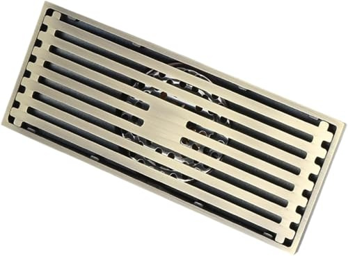 Bodenablauf aus Edelstahl, Duschablauf Messing 200x80mm Rechteck Abnehmbare Abdeckung Edelstahl Filter Multicolor(Bronze)
