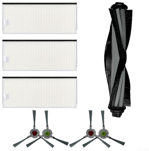 SiSinkal Ersatzteil-Set für Ecovacs für Deebot U2 und U2 Pro DGN22 Roboterstaubsauger inkl. Hauptrollbürste, 4 Seitenbürsten und 3 Filter