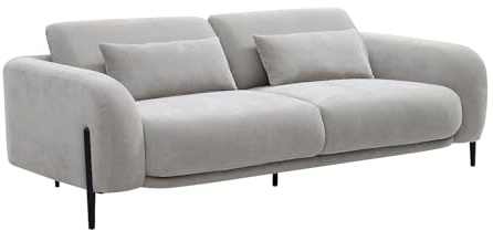 Vente-unique - 3-Sitzer-Sofa mit klappbarer Rückenlehne aus hellgrauem Stoff, Aravio