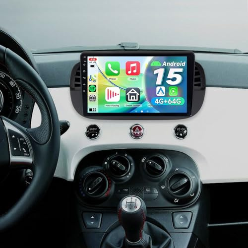ACAVICA 9 Android 15 Fiat 500 Radio for Fiat 500 500C 2007-2015 Plug&Play | 4+64GB Carplay, Bluetooth 5.4 WiFi 6, Wireless CarPlay Android Auto, GPS Navigation, DSP, FM/RDS, SWC, SWC, HD Rear Camera