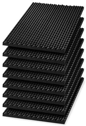 GUARDIQUE Noppenschaumstoff - Profi Akustik - und Schutzschaumstoff | 8er Pack | für Raumakustik, Schallschutz, Schalldämmung, Boxen, Verpackung & als Schaumstoffeinlage | 600 x 500 mm | Schwarz