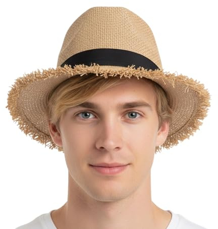 Generisch Strohhut Für Und Beach | Breitkrempiger Kostümhut Als Accessoire,Cowboyhut aus Stroh | Für Sommer Karneval Angeln Wandern Reisen Pool Urlaub Outdoor Fest Garten