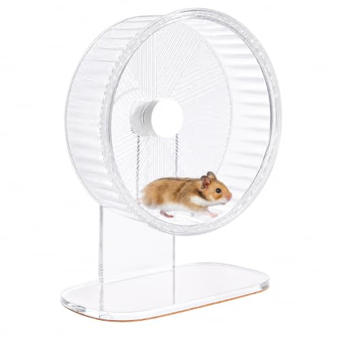 Wagorific Hamsterrad:Leise Hamster Laufräder mit höhenverstellbarem Ständer, Doppelkugellager-Design mit rutschfester Schiene, für Zwerghamster, Rennmäuse, Mäuse