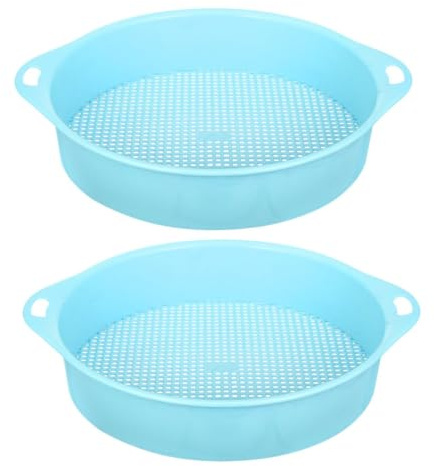 GLEAVI Rundes Gartensieb und Bodensieb aus Kunststoff 2 Stück für Gartenerde und Kompost Geeignet für Gartenbau und Sukkulenten Langlebig Himmelblau