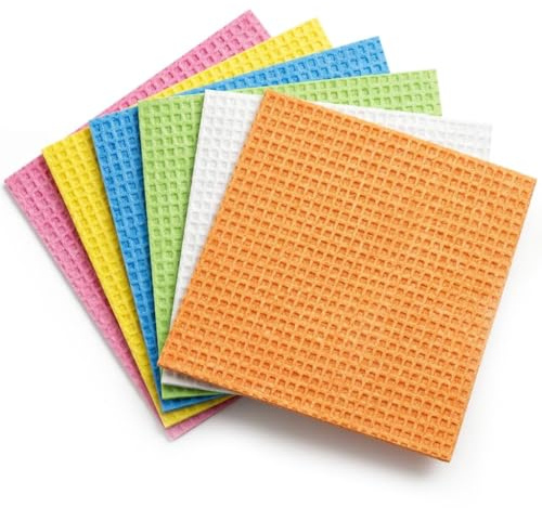 Solisara 6Pack Swedish Dish Cloths, Reusable Cleaning Cloths for Kitchen | 100% Biodegradable Compostable Swedish Dishcloth Highly Absorbent Sponge Cloths for Any Surface Washing Dishes Glasses Wipes