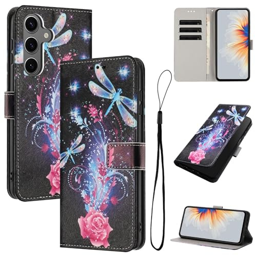 Wigento Klapphülle für Samsung Galaxy S26 5G, Kunstleder, Kartenfach, Standfunktion, Schmetterlinge Motiv, stoßfest, Handyhülle (Schwarz)