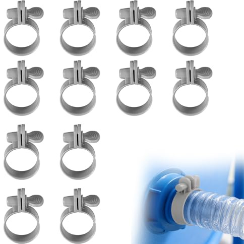 12pcs Adjustable Plastic Hose Clamps for 1.25-1.5 Inch Above Ground Pools, Thumb Screw Type Swimming Pool Hose Connector Clamps Set Outdoor Repair Kitsfor Filter Pump Connections (Gray)