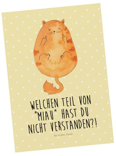 Mr. & Mrs. Panda Postkarte Katze Mittelfinger - Geschenk, Cat, miau, Mietze, Katzenliebhaberprodukte, Kater, Ansichtskarten, Einladung Geburtstag,