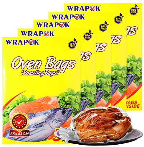 WRAPOK Sacs Cuisson Petit Four et Micro-ondes - 25 sacs (35 x 43 cm) pour la viande de poulet à la dinde Poisson de volaille Poissons Fruits de mer