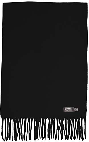 ADAMANT 100% Reines Kaschmir, Herren/Damen-Unisex- Schal - superweich - 180cm lang - STANDARDMAß - EINFARBIG oder KARIERT -feines Flaumhaar - Schwarz
