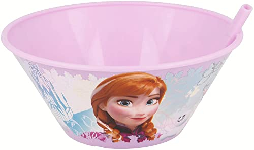 Stor - Ciotola da colazione con cannuccia da 500 ml, varie licenze disponibili (Disney, Cars, Frozen, Minions, Spiderman...) FROZEN