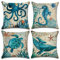 Kissenbezug 45 x 45 cm, Baumwolle Leinen Ozean Kreaturen Wal Schildkröte Seepferdchen Octopus Kissenhülle Taille Wurf Kopfkissenbezug für Zuhause und Sofa, Schlafzimmer Dekoration, 4 Stück (Set-E)