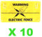 10x Electric Fence Warning Plastic Sign Double Sided Poly Wire tape Screw Fixing