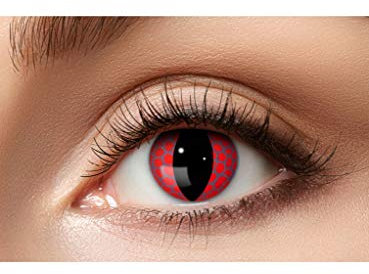Maskworld Roter Drache Kontaktlinsen/Monatslinsen - Motivlinsen ohne Sehstärke - Unisex - Erwachsene - ideal für Halloween, Karneval, Motto-Party & Fantasy-Fans