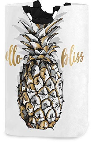 Mnsruu Goldener Ananas-Wäschekorb, großer faltbarer Aufbewahrungskorb für Kinder, Wäschesack für Zuhause, Schlafzimmer, Kinderzimmer