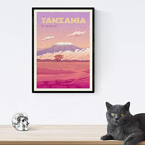 Tansania Blatt. Vintage-Stil. Poster Stadtfarben. Ad Tansania Größe A4