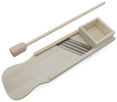 Holzfee Krauthobel 92 x 24 cm | Buchenholz 4 Edelstahl-Messer + Zubehör Auswahl (Set 2)