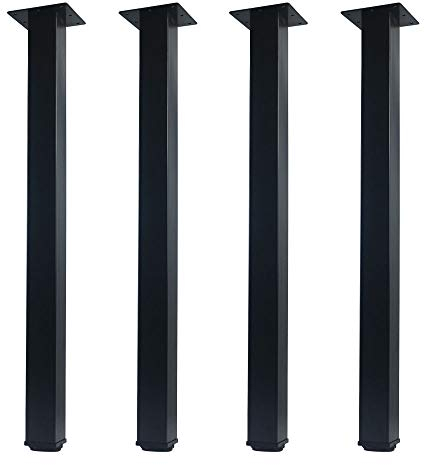 QLLY Lot de 4 Pieds de Bureau carrés réglables en métal de 60 cm pour Table de Bureau (60 cm, Noir)