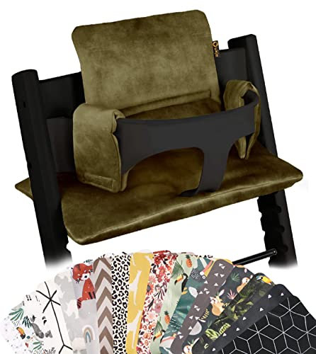 UKJE - Coussin pour Chaise Haute Stokke Tripp Trapp - Ajustement Parfait - Velours Luxe - Nettoyage Facile - 2 Coussins Tripp Trapp (Vieux et Nouveau modèle) - Vert