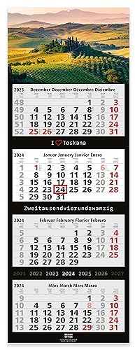Geiegr-Office 4-Monats-Wandkalender 2026 Toscana Großformat 33 x 90 cm mit attraktivem Toscana-Bildmotiv