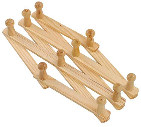 TOSSPER 1pc 10 Crochets en Bois Porte-Manteau Mural Monté Extensible Accordéon Peg Hanger Closet Chapeau Clés Crochet Expansion Fold Cintre Porte