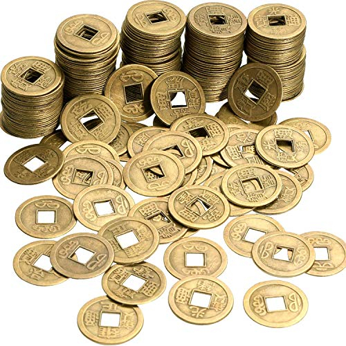 Quesuc 200 Pièces de Monnaie Feng Shui Chinoises Bonne Chance de Monnaie I-Ching Pour La Santé Et La Richesse, 2 cm