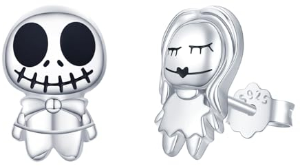 Totenkopf Ohrringe Weihnachtsohrringe,Schädel Ohrstecker 925 Sterling Silber Albtraum Vor Halloween Ohrringe Schmuck Geschenk für Damen