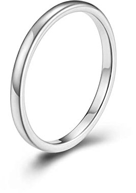Stfery Paarringe Verlobung, Tungsten Ring Wolframcarbid 65 Silber 2Mm Europäischer Stil Ringe Zubehör für Frauen Männer Paare