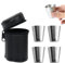 Schnapsglas aus Edelstahl, Edelstahl Schnaps Becher, Metall Schnapsbecher, Schnapsbecher Edelstahl, Schnapsgläser Set, Edelstahl Schnaps Becher 4 Stück 30 ml Tragbare Mini Schnapsbecher mit Lederetui