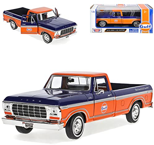 Motormax Ford F*150 Custom Blau Rot Pick-Up 6. Generation 1973-1980 1/24 Modell Auto