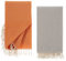 Tuiste Saunatuch Orange - Grau 2er Pack, Saunakilt Damen und Herren, Strandtuch, Saunahandtuch, Picknickdecke, Hamamtuch%100 Baumwolle, Strandtücher, Strandhandtuch XXL, Badehandtuch 100x180