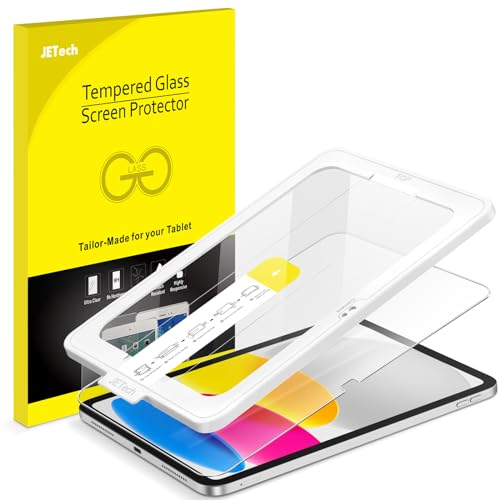 JETech Ein Touch Installieren Schutzfolie für iPad (A16) 11./10. Generation (2025/2022), Panzer Schutz Glas Displayschutz mit Automatisch Ausrichtrahmen, HD Klar