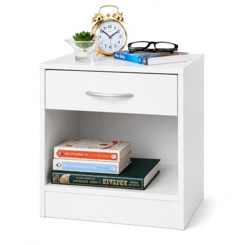 spot on dealz® Bedside Table Small Side Table Living Room Tables Bed Side End Smart Cabinet Furniture Bedroom Indoor Storage Unit Decor White Decorative Tables
