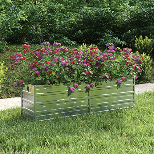 Keketa Homgoday Metall Hochbeet 160x40x45 cm für Balkon & Garten - Verzinkter Stahl, Silber, mit guter Drainage