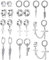 20 Stück Magnet Ohrstecker Clip Ohrringe Kreuz Feder Anhänger Set Fake Ohrringe Herren, Edelstahl, Silber