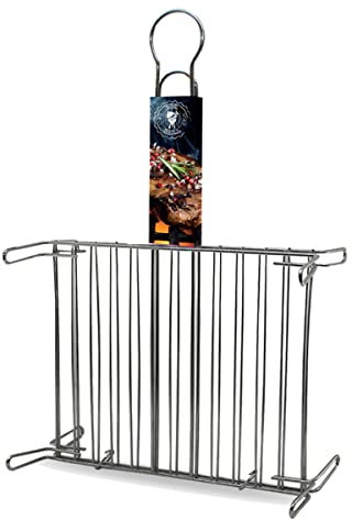 JUANIO Grille Double sur Pieds pour Barbecue en Acier, Grille de Barbecue Portable - Longueur 30 x Profondeur 25 cm