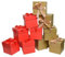 12 Stück Geburtstagsgeschenkboxen mit Deckel, faltbare Geschenkbox mit Band, 10,2 x 10,2 x 10,2 cm (Gold und Rot)