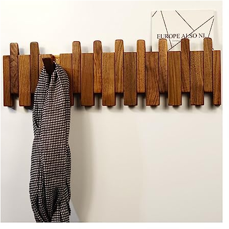 Hakenleiste Garderobe Natürliche Holz Wand Montiert Klavier Garderobe Garderobe Wandhalterung Flip Down Wand Haken Rack Handgemachte Lagerung Rack 10 Haken ( Color : Brown , Size : 59*17*3cm )